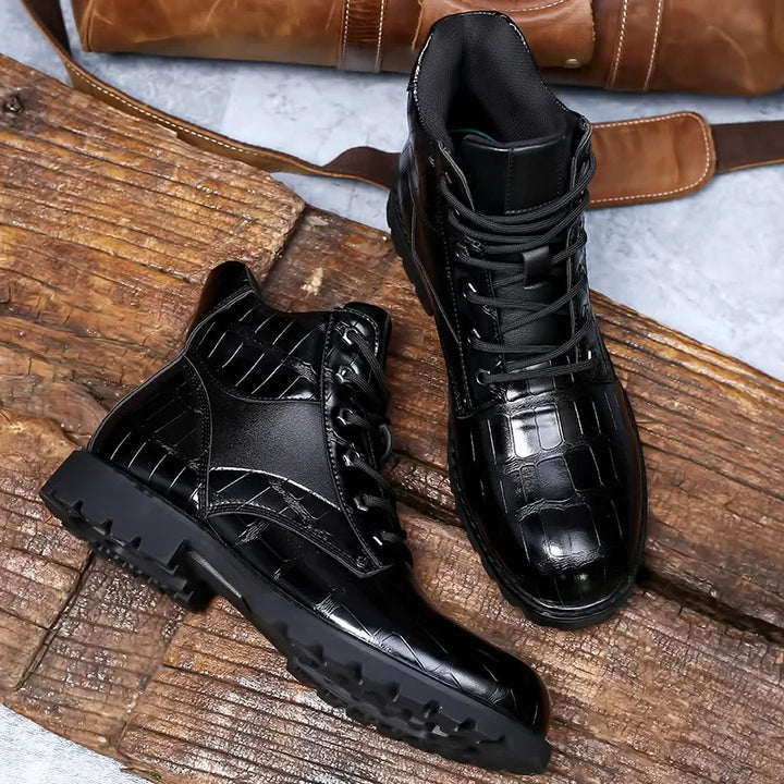 Modern Adventure Combat Outdoor Embossed Ankle Men's Boots
