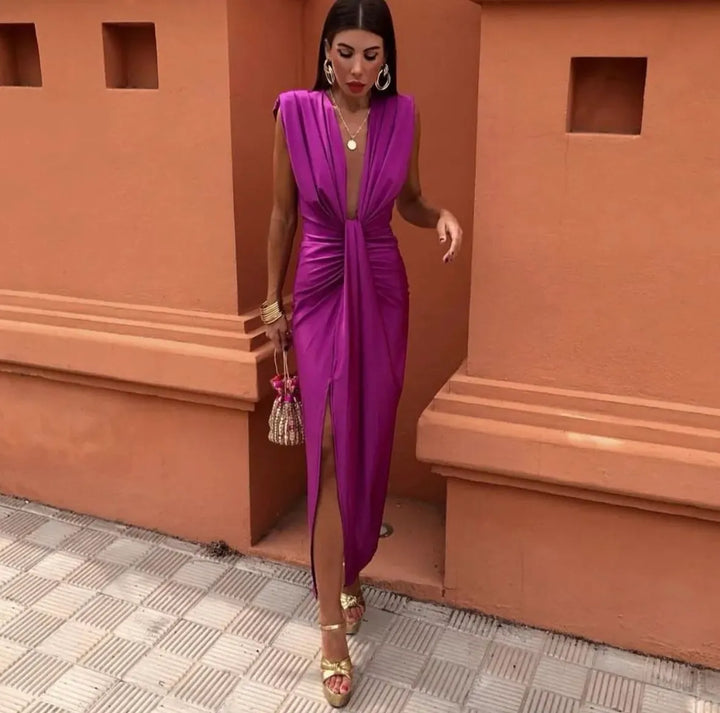 Vestido midi plisado suave