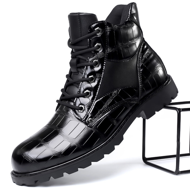 Modern Adventure Combat Outdoor Embossed Ankle Men's Boots