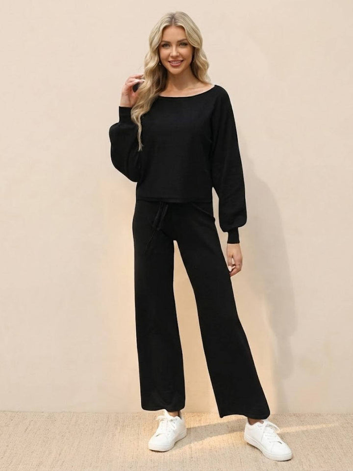 Conjunto de sudadera corta y pantalones anchos para estar en casa