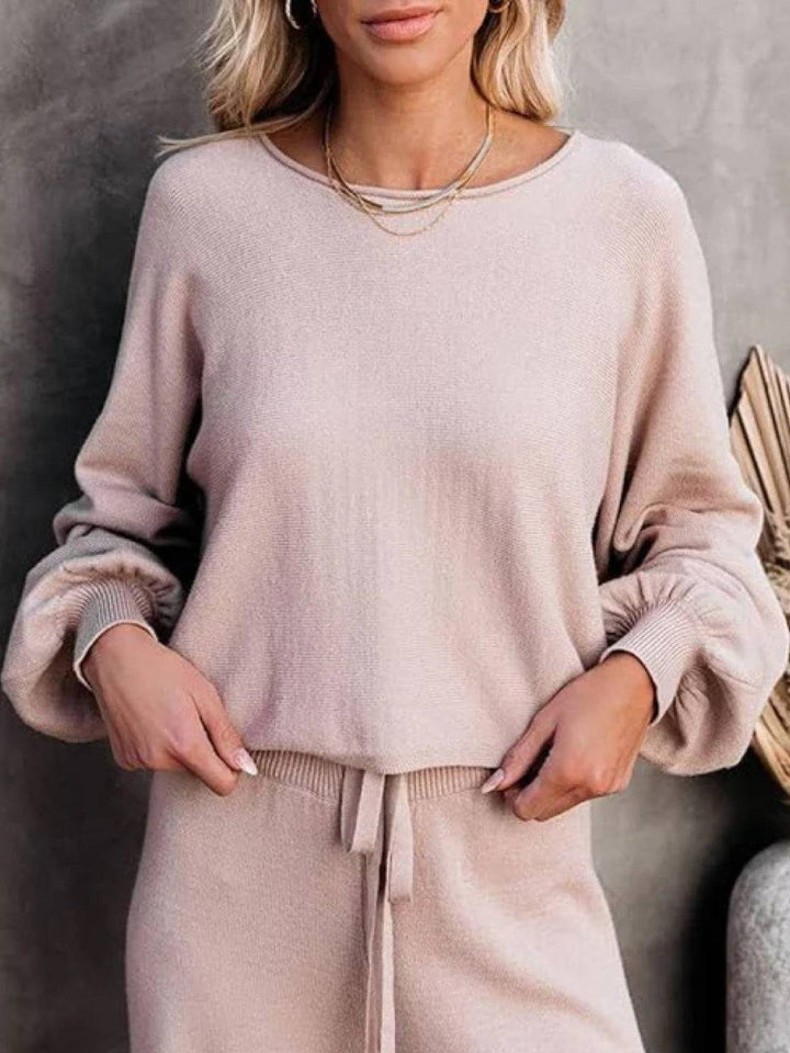 Conjunto de sudadera corta y pantalones anchos para estar en casa