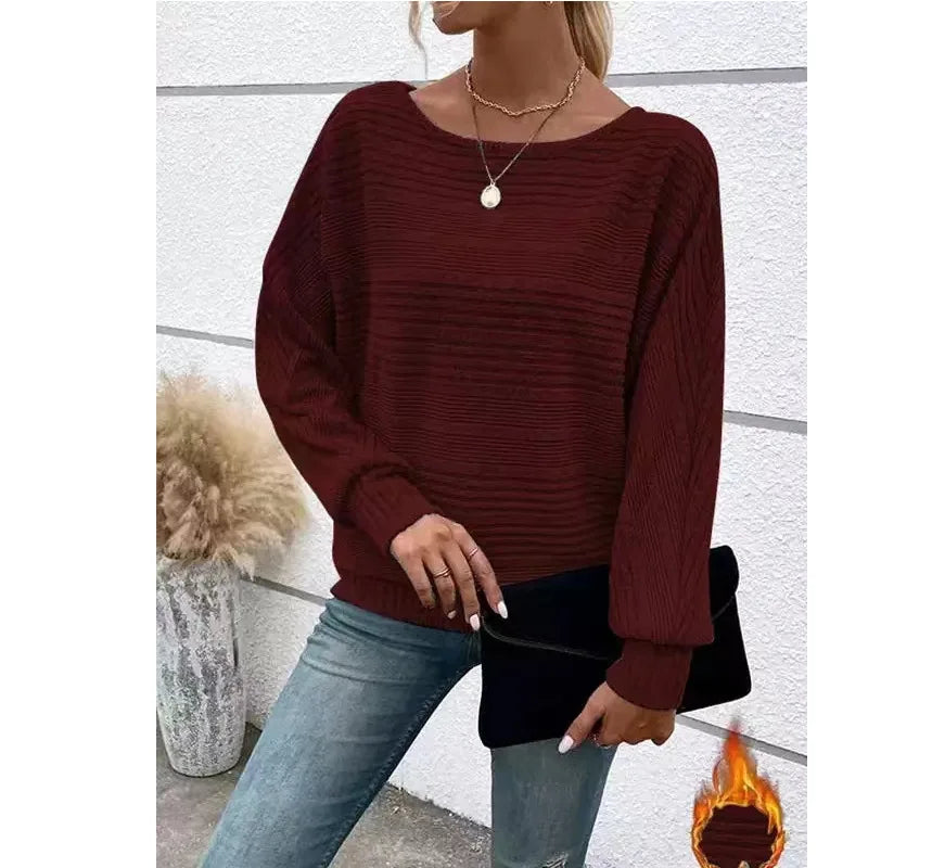 Women’s Spliced Round Neck Sweater