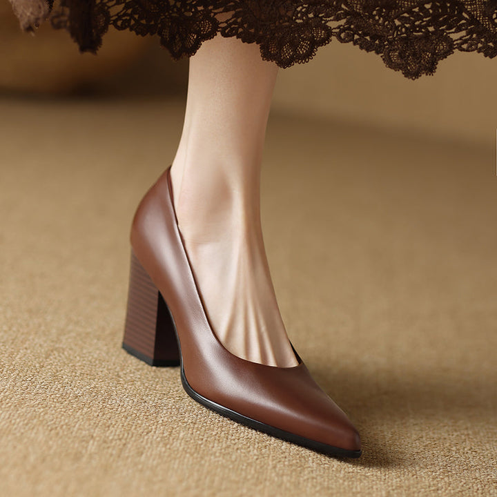 Pointed Toe Slip-On Work Heels
