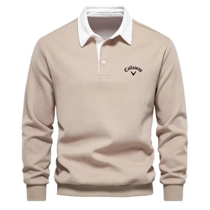 Men's Knitted Polo Sweater with Contrast Collar