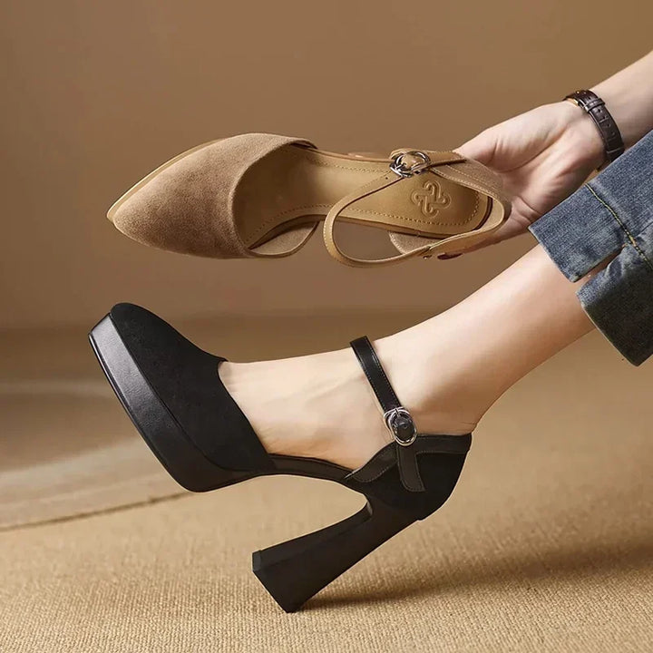 Ankle Strap Platform Heel Pumps