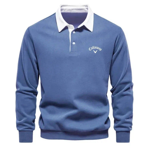 Men's Knitted Polo Sweater with Contrast Collar