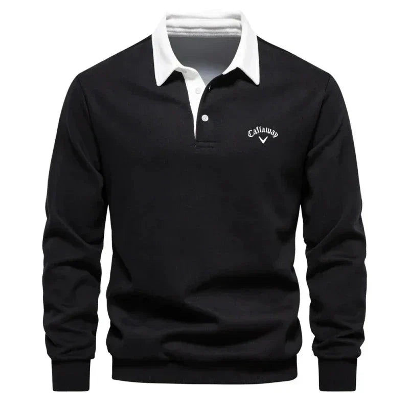 Men's Knitted Polo Sweater with Contrast Collar