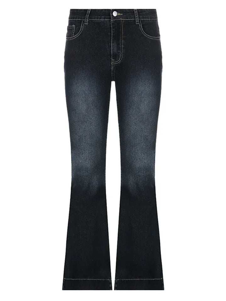 Jeans retro de mujer de tiro bajo, anchos y acampanados - ideales para días casuales