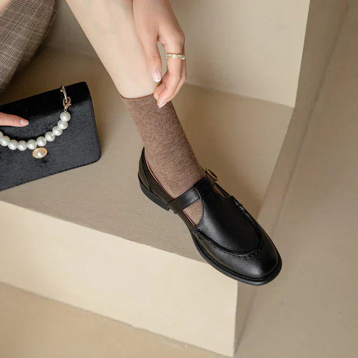 Tacones Mary Jane retro de punta redonda