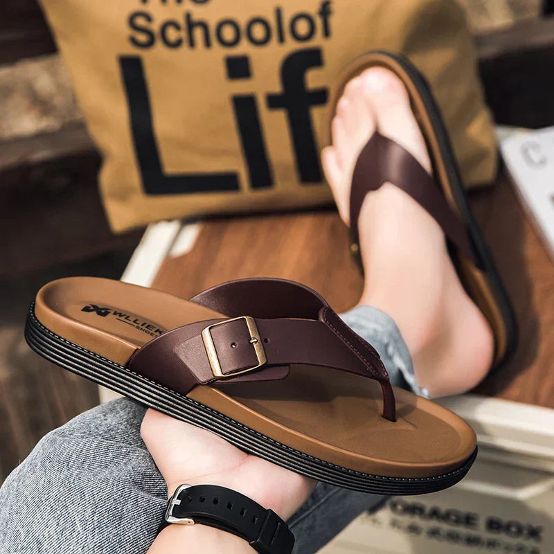 Vegan Leather Flat Sandals