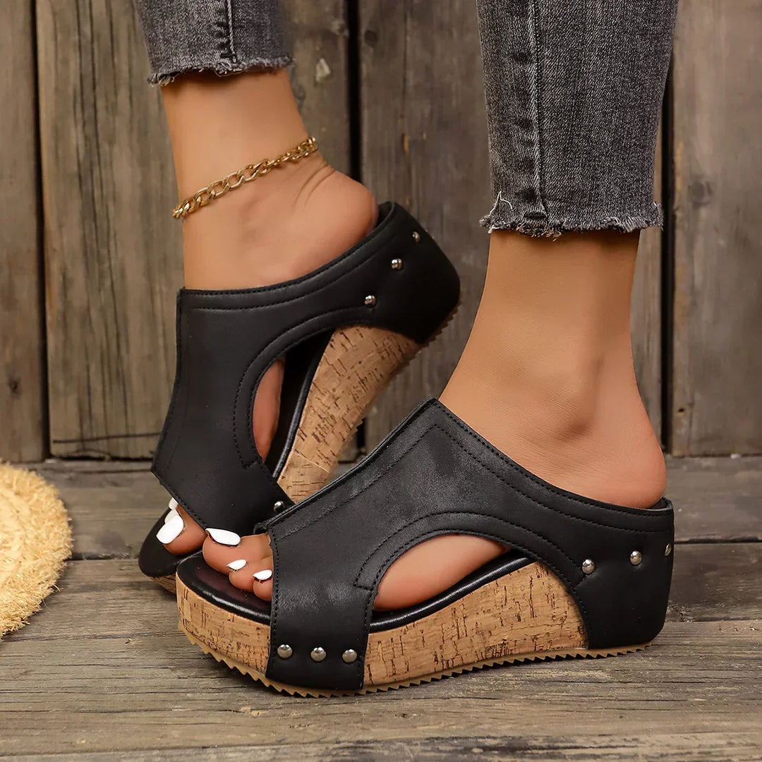 Sandalias cuña de confort elevado