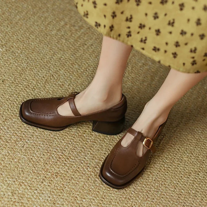 Square Toe Mary Jane Heels Sandals