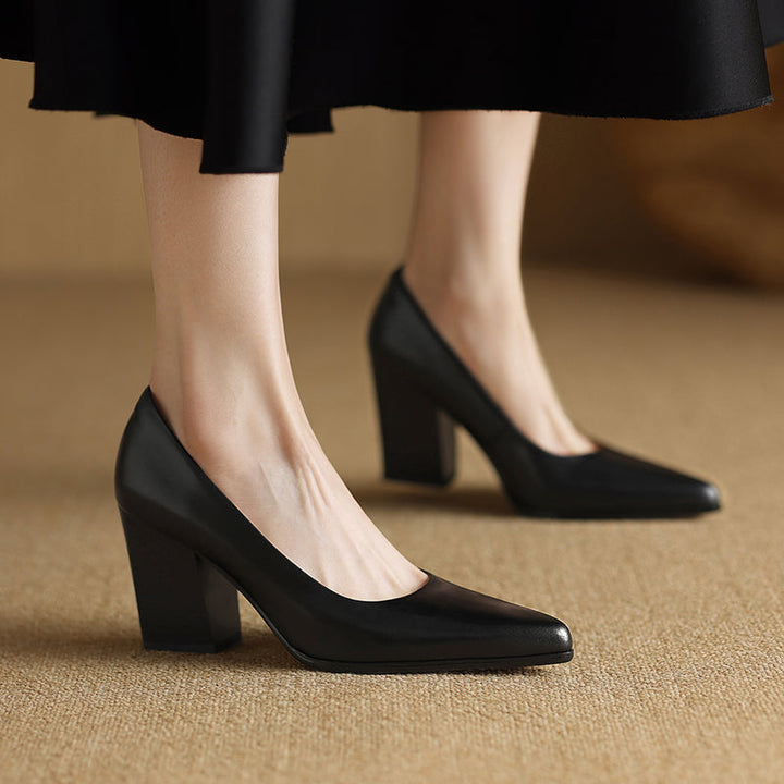 Pointed Toe Slip-On Work Heels