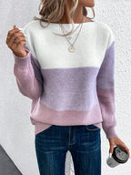 Maglione lavorato a maglia patchwork a tre colori