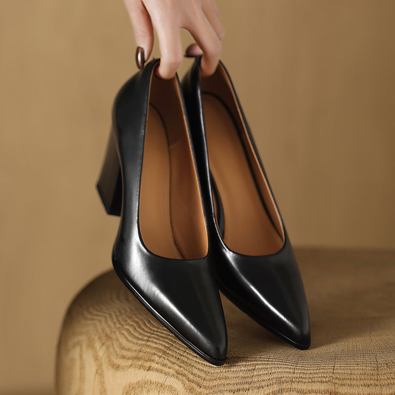 Pointed Toe Slip-On Work Heels