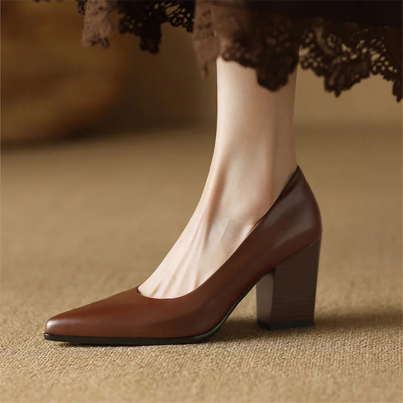 Pointed Toe Slip-On Work Heels