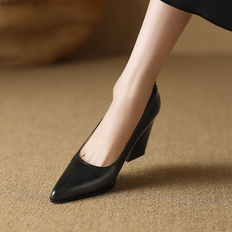 Pointed Toe Slip-On Work Heels