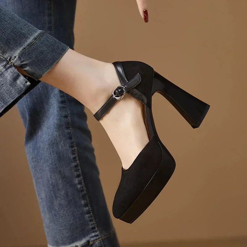 Ankle Strap Platform Heel Pumps
