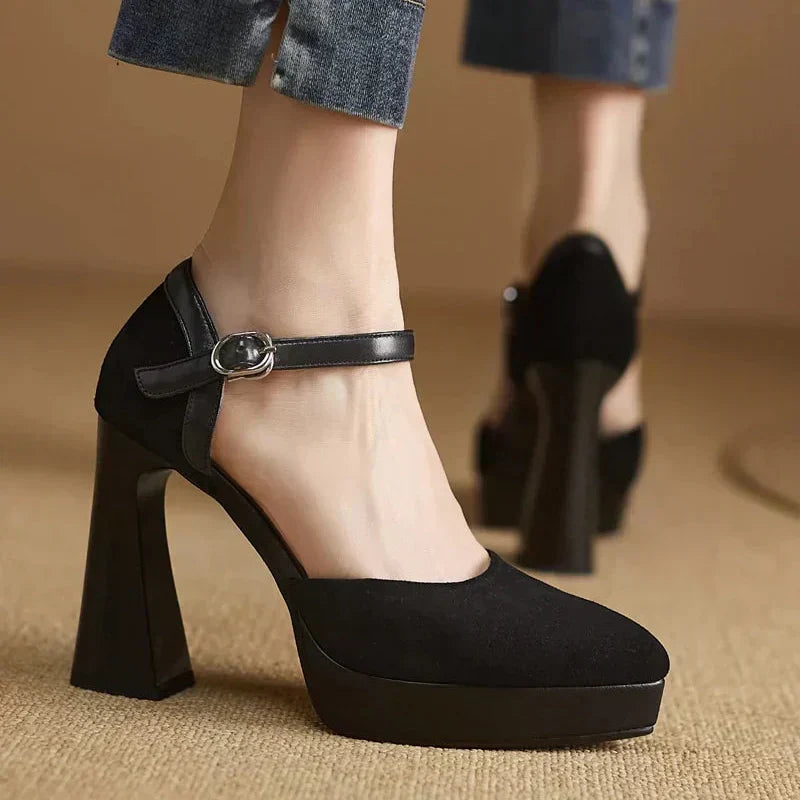 Ankle Strap Platform Heel Pumps