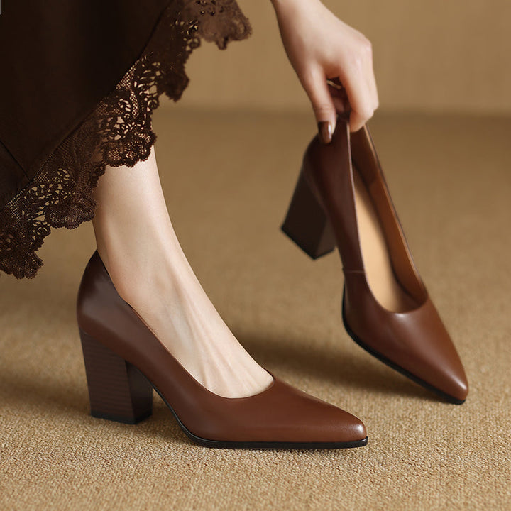 Pointed Toe Slip-On Work Heels