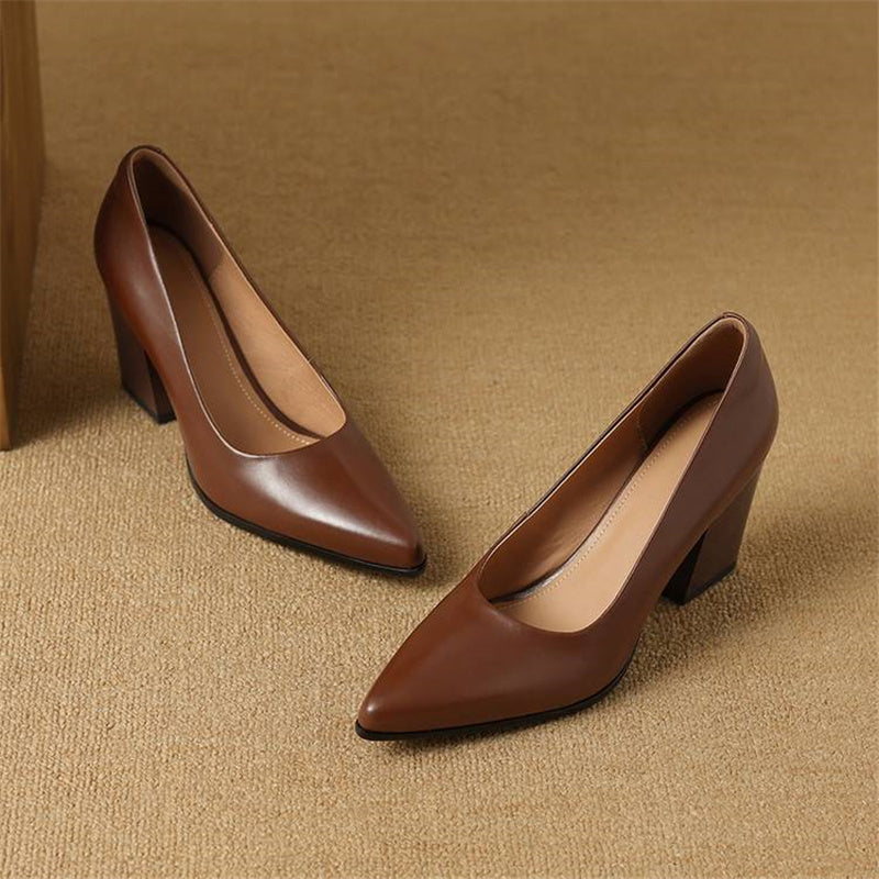 Pointed Toe Slip-On Work Heels