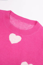 Maglione oversize con motivo a cuori rosa acceso