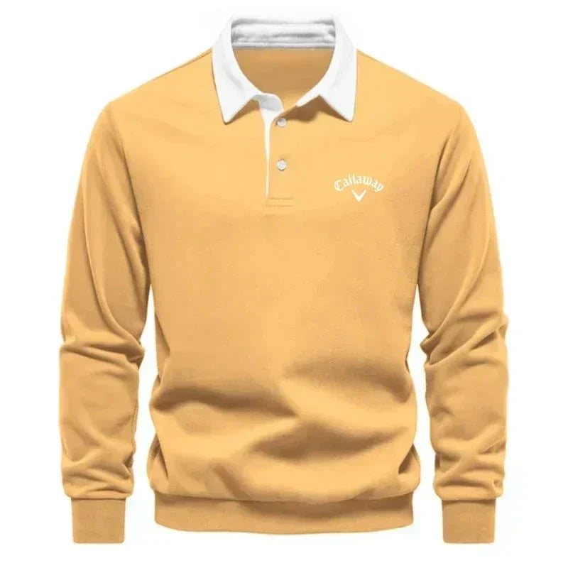 Men's Knitted Polo Sweater with Contrast Collar