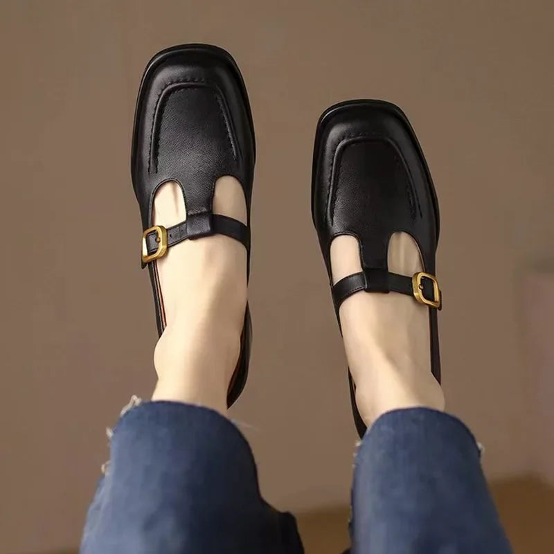 Square Toe Mary Jane Heels Sandals