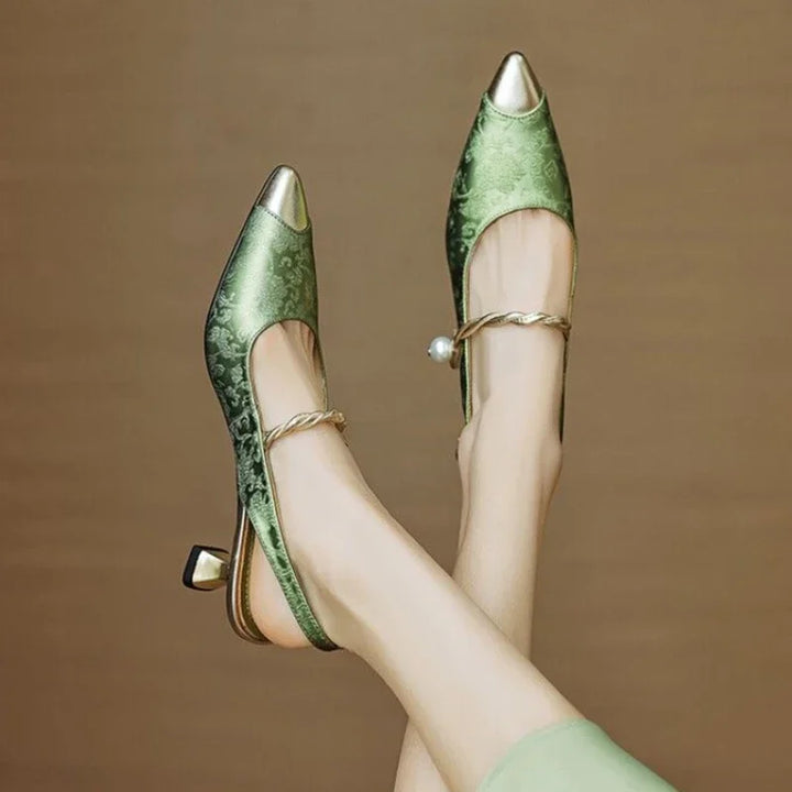 Pearl Strap Slingback Heels