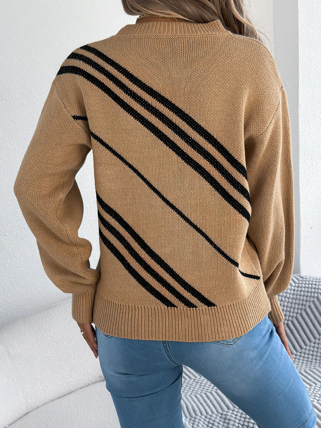 Maglione a blocchi di colore con trama twill
