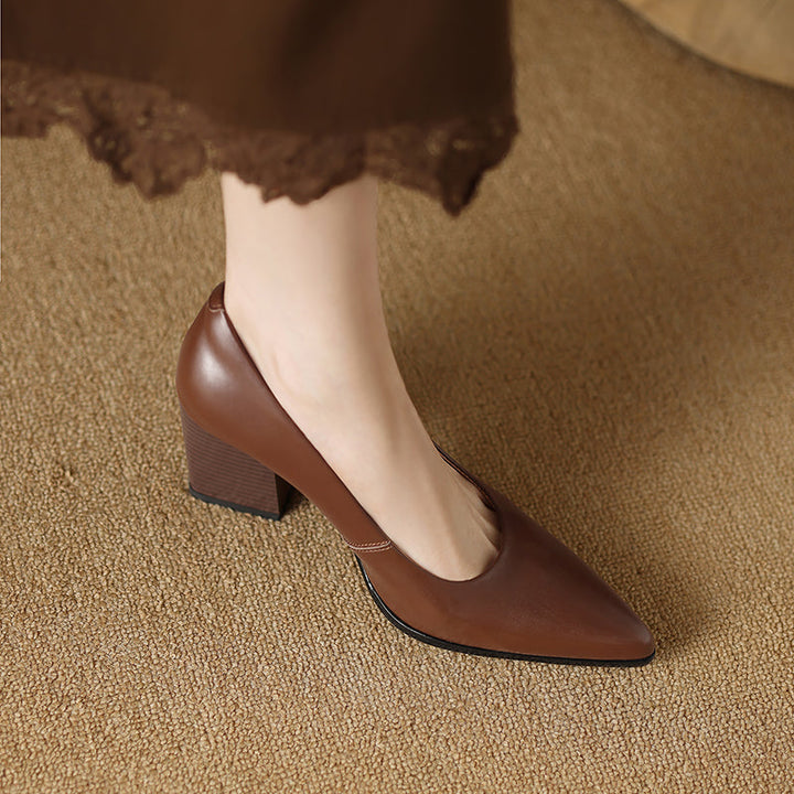 Pointed Toe Slip-On Work Heels
