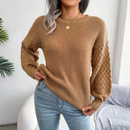Maglione a maniche lanterna in maglia tinta unita