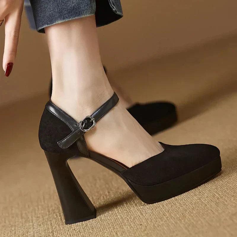 Ankle Strap Platform Heel Pumps