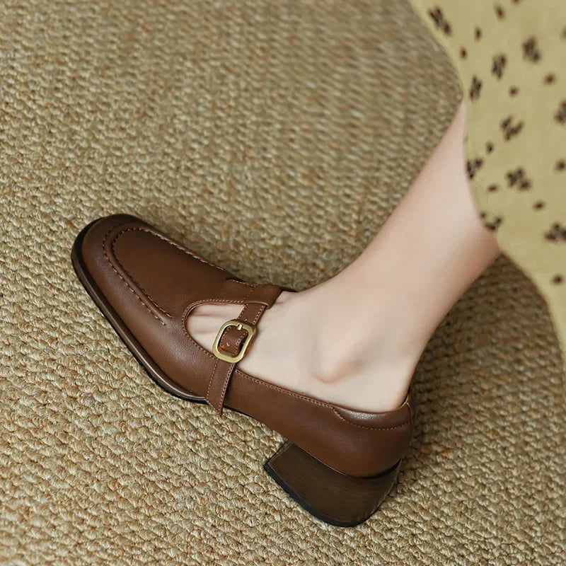 Square Toe Mary Jane Heels Sandals