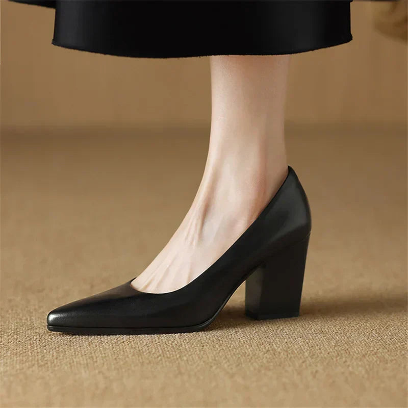 Pointed Toe Slip-On Work Heels