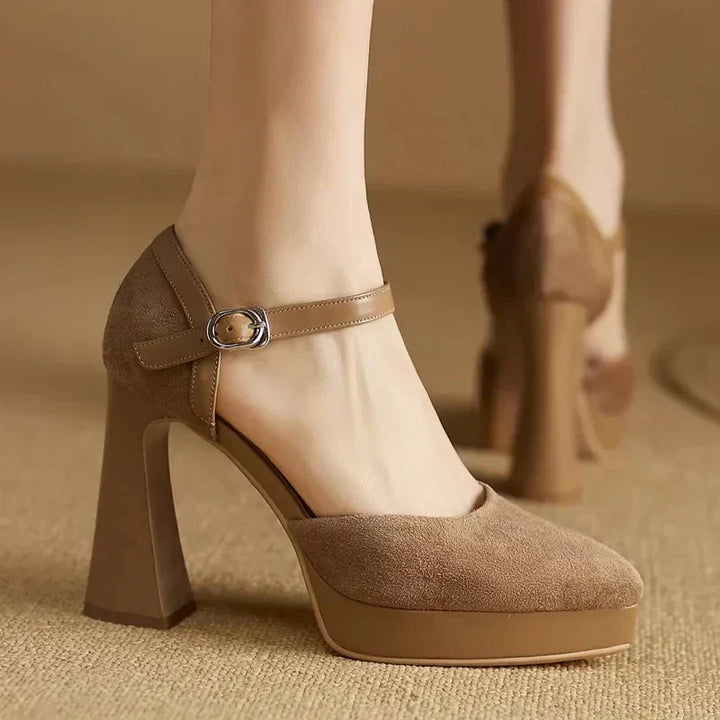 Ankle Strap Platform Heel Pumps