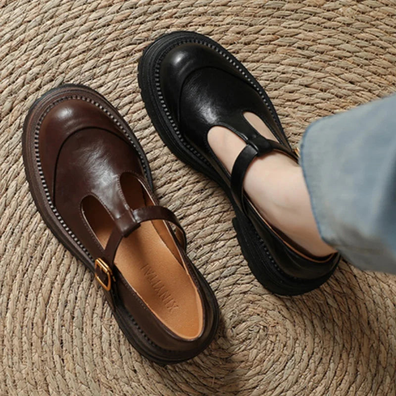 Sandalias de tacón Mary Jane con tira en T y diseño Brogue