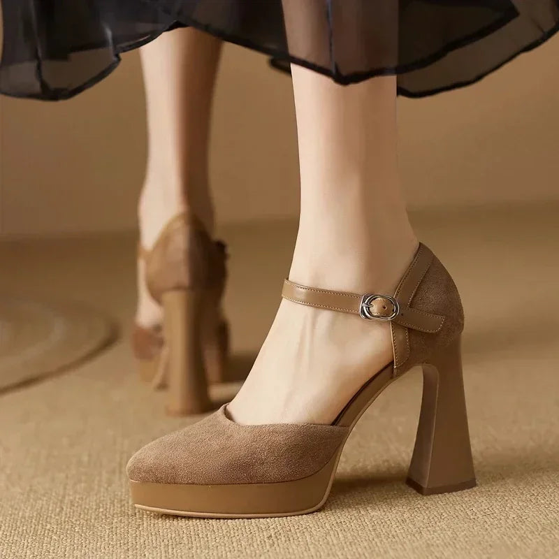 Ankle Strap Platform Heel Pumps