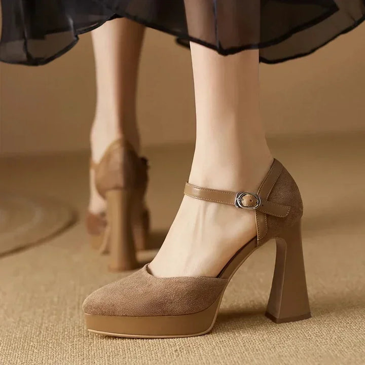 Ankle Strap Platform Heel Pumps