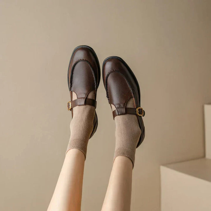 Tacones Mary Jane retro de punta redonda