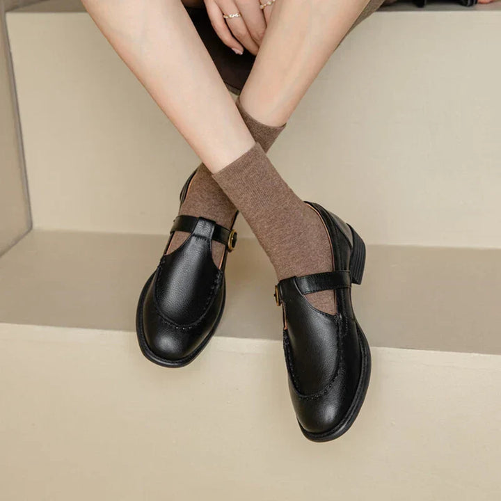 Tacones Mary Jane retro de punta redonda