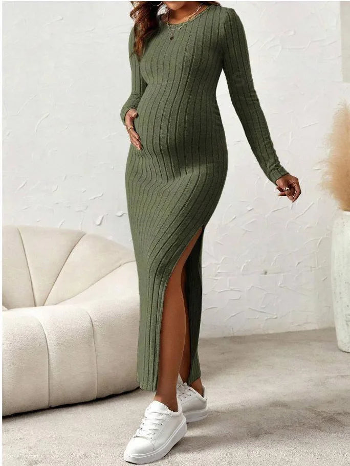 Vestido de maternidad ajustado y flexible de punto para mujer