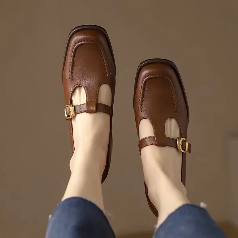 Square Toe Mary Jane Heels Sandals