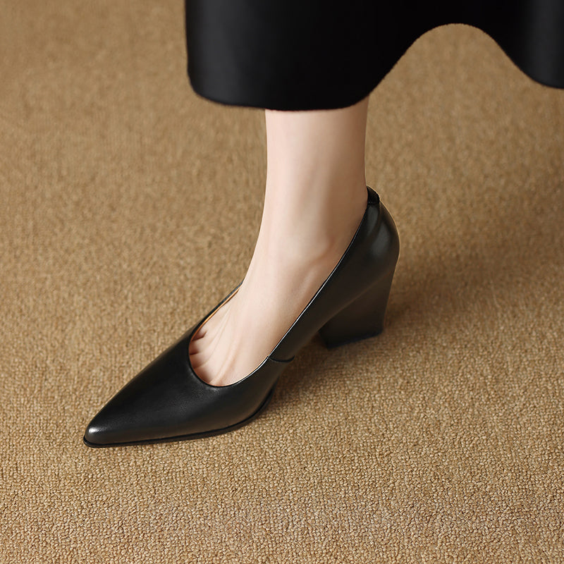 Pointed Toe Slip-On Work Heels