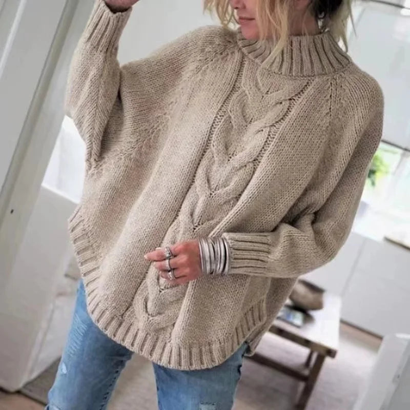 Suéter vintage de punto grueso con cuello alto