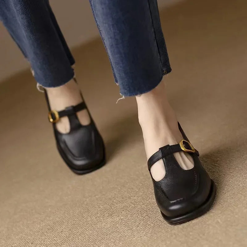 Square Toe Mary Jane Heels Sandals