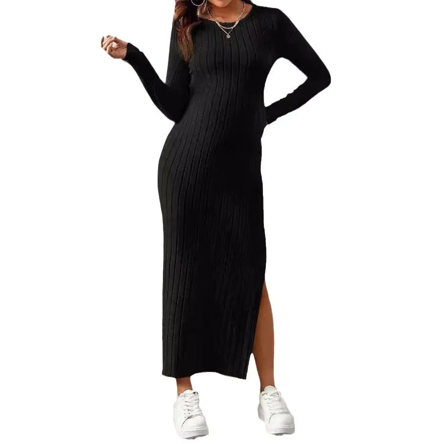 Vestido de maternidad ajustado y flexible de punto para mujer