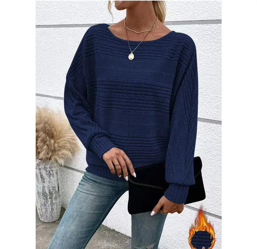 Women’s Spliced Round Neck Sweater