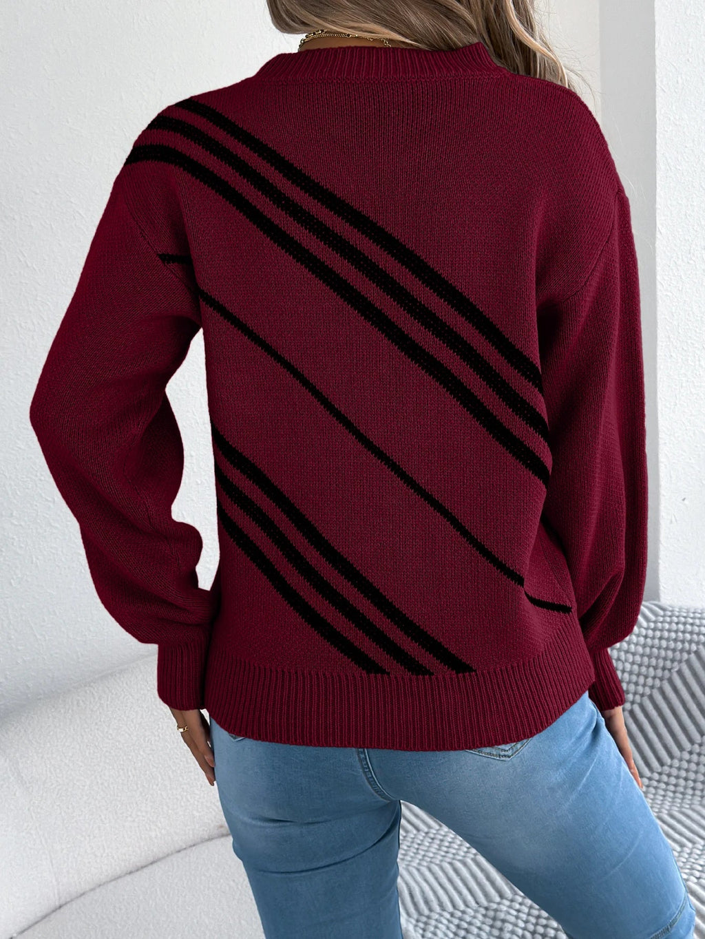 Maglione a blocchi di colore con trama twill