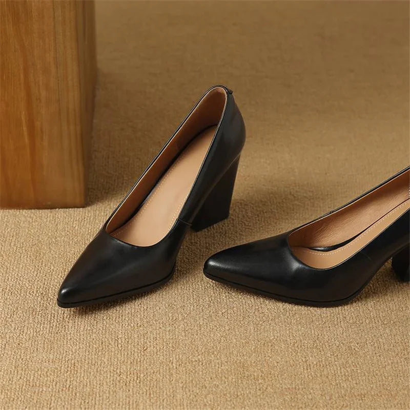 Pointed Toe Slip-On Work Heels